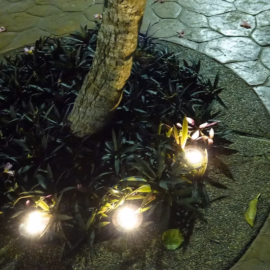 Solar Lamp 8 LED Stainless Steel Outdoor Ground Light