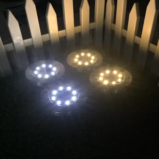 Solar Lamp 8 LED Stainless Steel Outdoor Ground Light