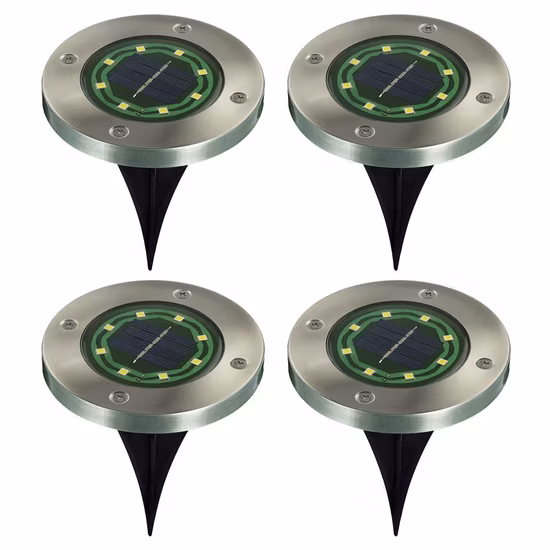 Solar Lamp 8 LED Stainless Steel Outdoor Ground Light